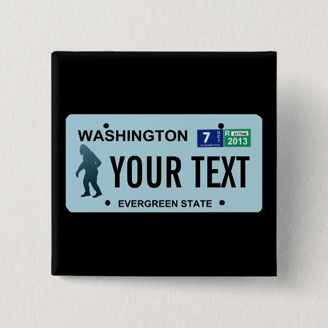 Washington Sasquatch License Plate Button (Vorderseite)