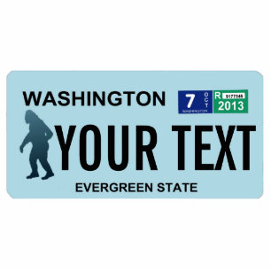 Washington Sasquatch License Plate Fotoskulptur Magnet
