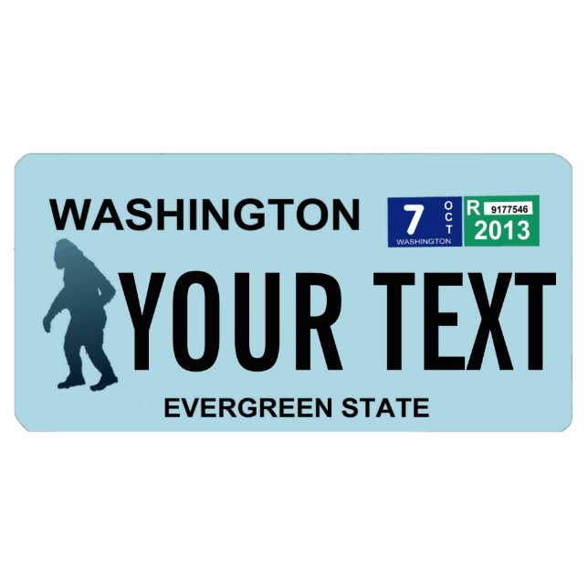 Washington Sasquatch License Plate Fotoskulptur Magnet (Vorne)