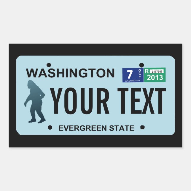Washington Sasquatch License Plate Rechteckiger Aufkleber (Vorderseite)