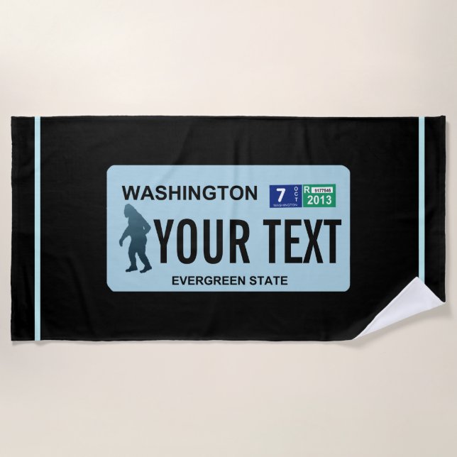 Washington Sasquatch License Plate Strandtuch (Vorderseite)