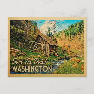 Washington Save the Date Rustic Cabin Mill Woods Ankündigungspostkarte
