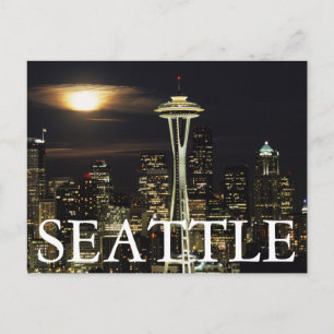 Washington, Seattle, Skyline bei Nacht von Kerry 2 Postkarte