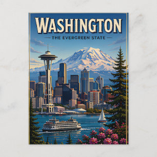 Washington Seattle Skyline Berg Wasserfront Postkarte