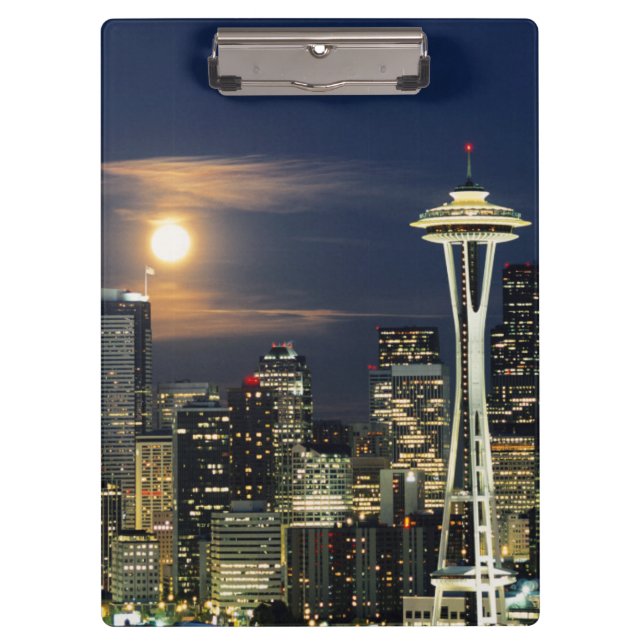 Washington, Seattle, Skyline nachts ab Kerry 1 Klemmbrett (Vorderseite)
