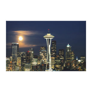 Washington, Seattle, Skyline nachts ab Kerry 1 Leinwanddruck