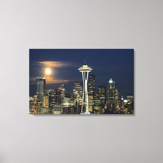 Washington, Seattle, Skyline nachts ab Kerry 1 Leinwanddruck (Vorderseite)