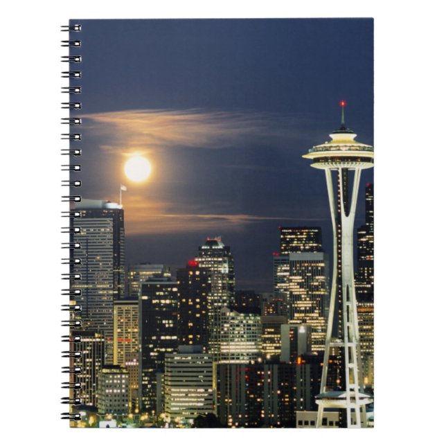 Washington, Seattle, Skyline nachts ab Kerry 1 Notizblock (Vorderseite)