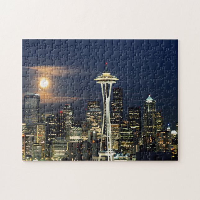 Washington, Seattle, Skyline nachts ab Kerry 1 Puzzle (Horizontal)