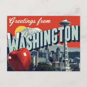 Washington Seattle Space Needle Apfel Postkarte