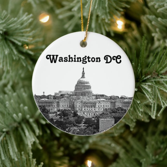 Washington Skyline Etched Keramikornament (Baum)