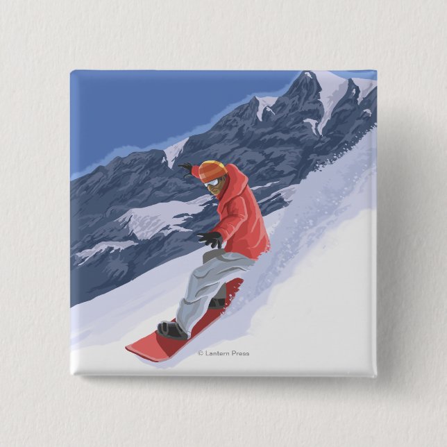 Washington Snowboarding Vintage Travel Poster Button (Vorderseite)