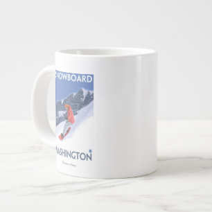 Washington Snowboarding Vintage Travel Poster Jumbo-Tasse