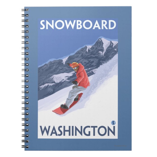Washington Snowboarding Vintage Travel Poster Notizblock (Vorderseite)
