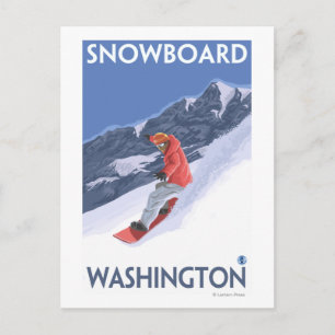 Washington Snowboarding Vintage Travel Poster Postkarte