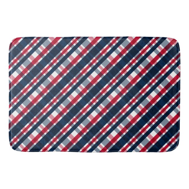 Washington Sports Fan Blue White Red Kariert Badematte (Vorderseite)