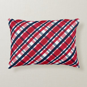 Washington Sports Fan Red White Blue Kariert Dekokissen