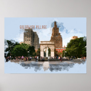 Washington Square Park Greenwich Village with TEXT Poster