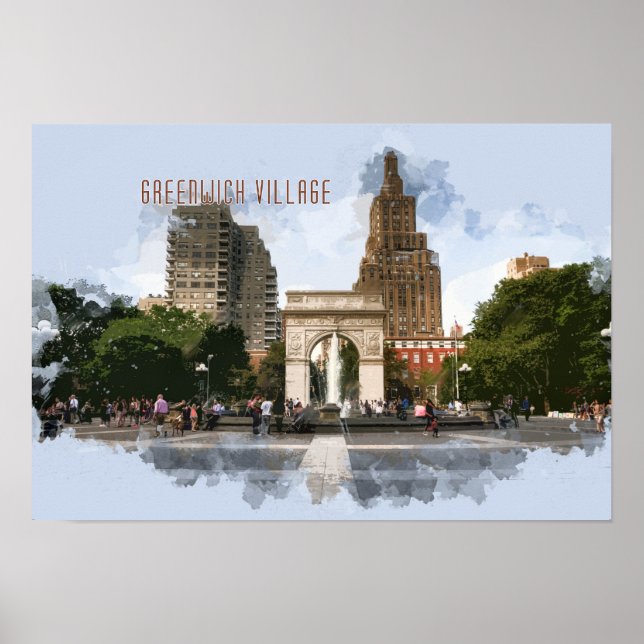 Washington Square Park Greenwich Village with TEXT Poster (Vorne)