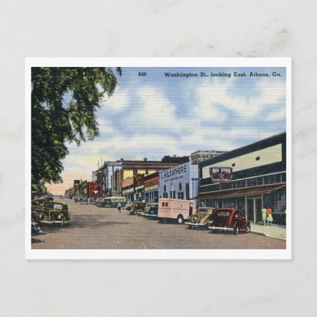 Washington St., Athen, Georgia Vintag Postkarte (Vorderseite)