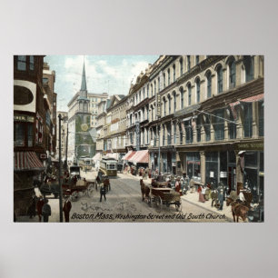 Washington St Boston 1905 Vintag Poster