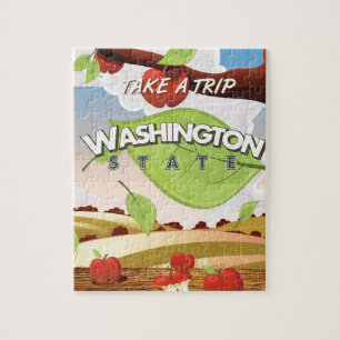 Washington Staat Apple tree Travel Poster Cartoon Puzzle