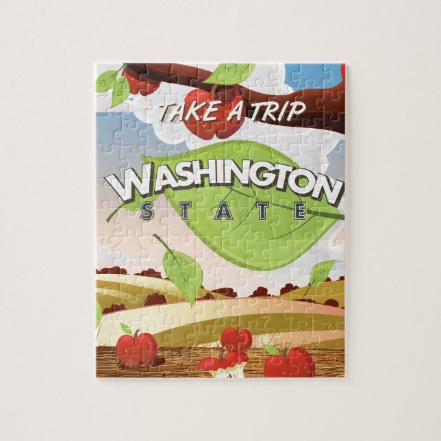 Washington Staat Apple tree Travel Poster Cartoon Puzzle (Vertikal)