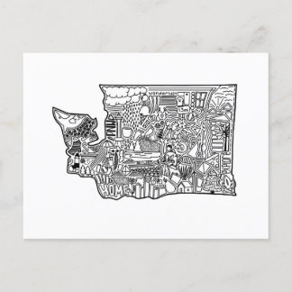 Washington Staat Doodle Postcard Feiertagspostkarte
