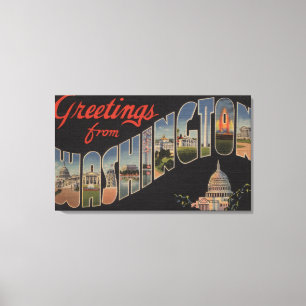 Washington (Staat) - große Buchstabe-Szenen Leinwanddruck