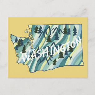 Washington Staat Illustriert Map Postkarte