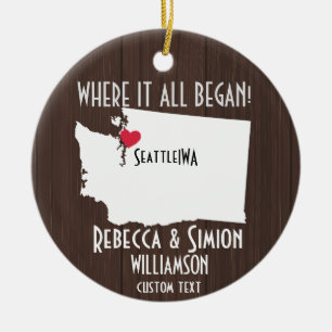 Washington Staat Liebe Custom Map New Couple Keramik Ornament