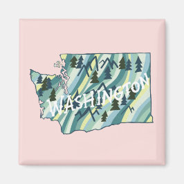 Washington Staat Map Illustration Magnet