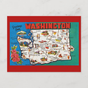 Washington Staat Map Postcard Postkarte