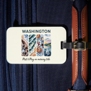 Washington Staat - Misty & Tasse am Morgen Gepäckanhänger