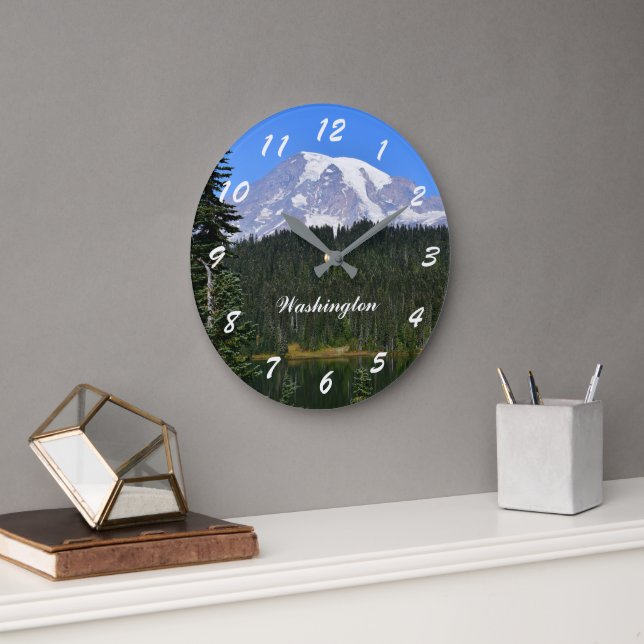 Washington Staat Mount Rainier Foto Große Wanduhr (Büro)