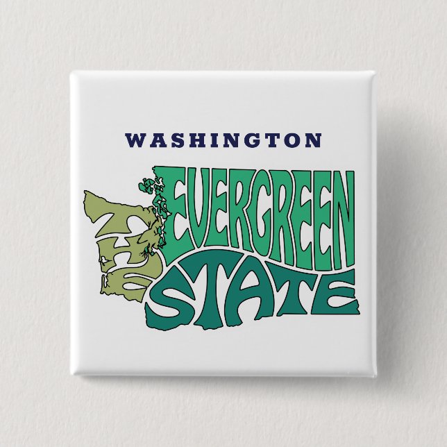 Washington Staat Nickname Word Art Button (Vorderseite)