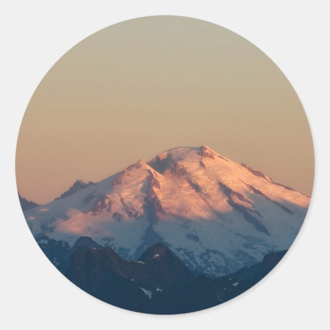 Washington Staat, North Cascades. Mount Baker Runder Aufkleber (Vorderseite)