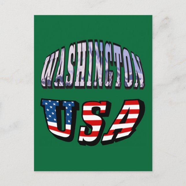 Washington Staat Picture und USA Flag Text Postkarte (Vorderseite)