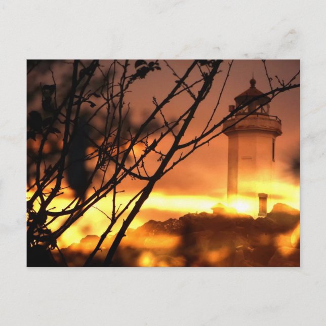 Washington Staat Postcard - Leuchtturm bei Sunset Postkarte (Vorderseite)