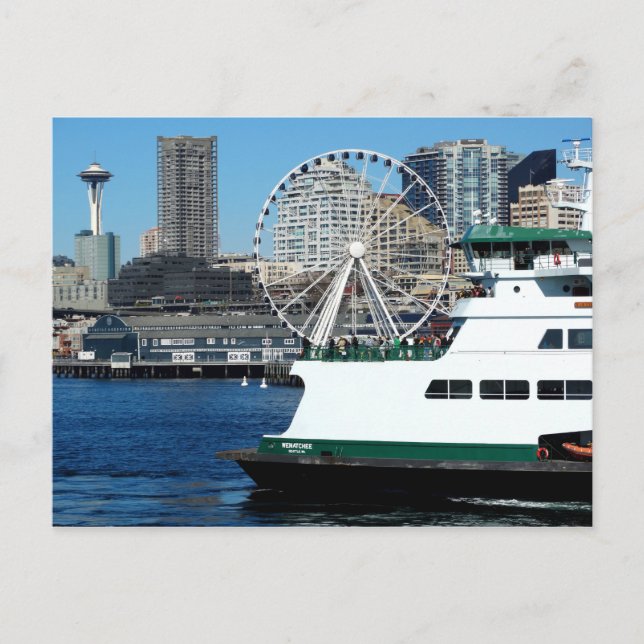 Washington Staat Postcard - Seattle und Ferry Postkarte (Vorderseite)
