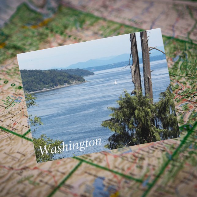 Washington Staat Puget Sound Travel Foto Postkarte (In Situ Map)
