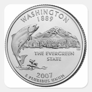 Washington Staat Quarter Quadratischer Aufkleber