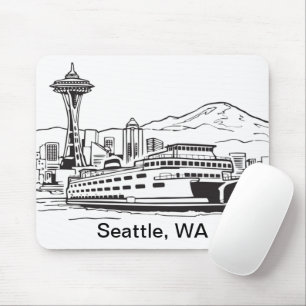 Washington Staat Seattle Ferry Line Art Mousepad