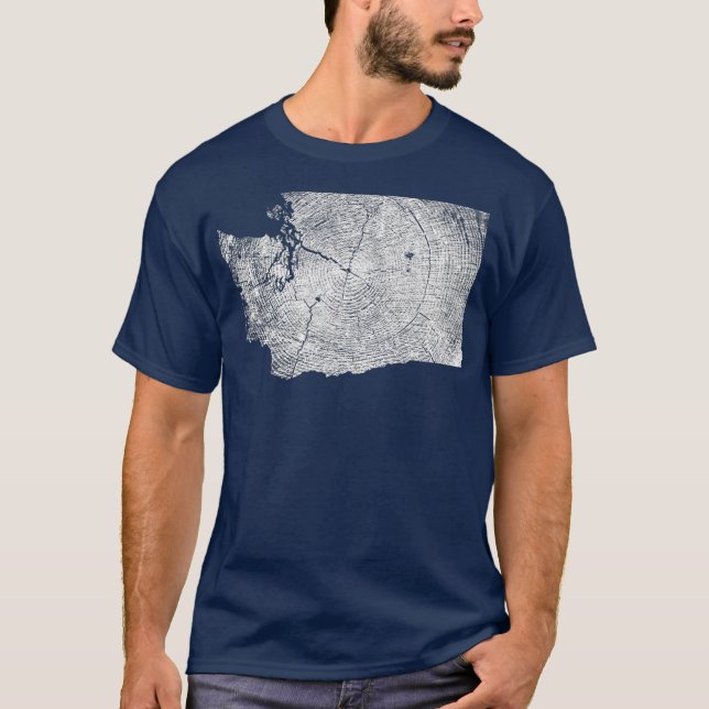 Washington Staat Tree Growth Rings Map T-Shirt (Vorderseite)
