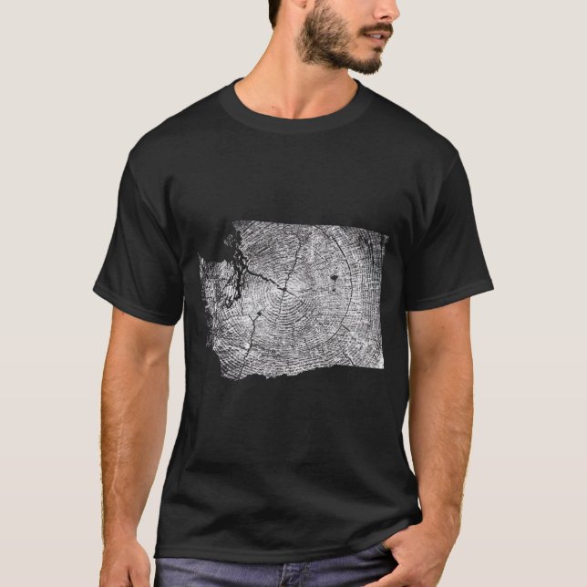 Washington Staat Tree Growth Rings Map T-Shirt (Vorderseite)