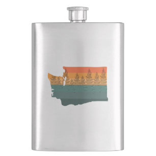 Washington Staat Tree Silhouette Flachmann