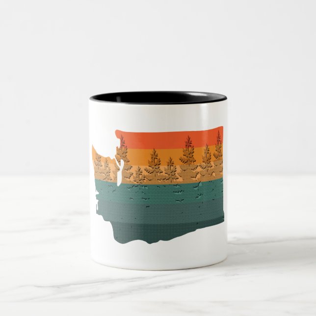 Washington Staat Tree Silhouette Zweifarbige Tasse (Mittel)