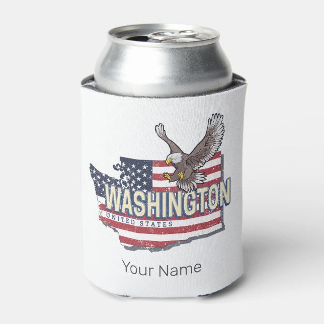 Washington Staat United Staaten Map USA Souvenir Dosenkühler (Kanne Vorderseite)