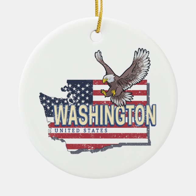 Washington Staat United Staaten Map USA Souvenir Keramik Ornament (Vorne)