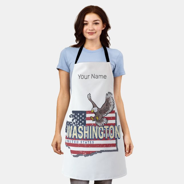Washington Staat United Staaten Map USA Souvenir Schürze (Getragen)